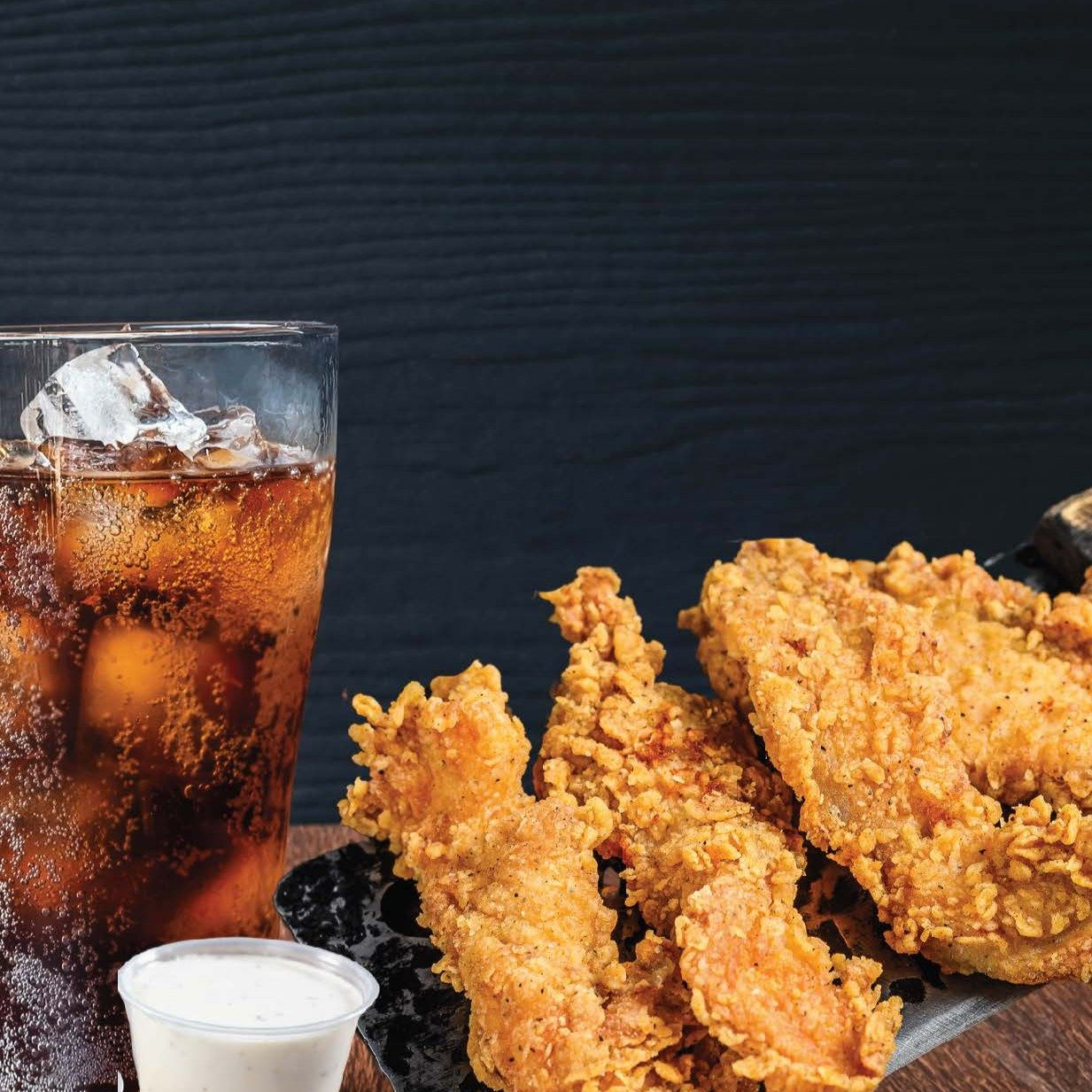 Chicken Tenders and a Drink.