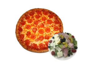1-large-round-cheese-pizza-1-topping-small-salad Large pizza with 1 topping and small salad